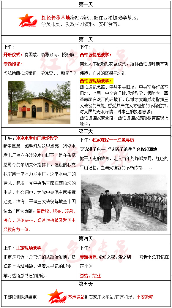 學(xué)習(xí)、弘揚(yáng)西柏坡精神5天方案